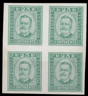 PORTUGAL. 1892-3.  D. Carlos I.  25rs Green.  1900 Reprint.  Imperf. Rate Block Of Four, Fine U/mint.  (Af. 70).  V. Sca - Autres & Non Classés