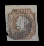 PORTUGAL. 1º. Die II. Brown On Medium Paper WORN DIE. Complete Good Margins, Cancelled "52" Grill. A Very Nice Stamp. - Altri & Non Classificati