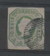 PORTUGAL. 3º. Yellow Green. Complete Margins. (minor Thin On Margin Area), Cancelled "50" Grill (**) Of Ponta Delgada/Aç - Andere & Zonder Classificatie