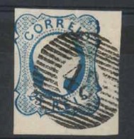 PORTUGAL. 7º. Die II. Blue Shade, Thick Paper. Just Complete/corner Borders Copy. Cancelled "48" Grill Of "Agra/Açores I - Sonstige & Ohne Zuordnung