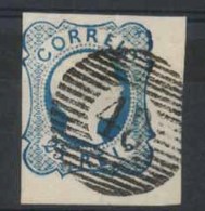 PORTUGAL. 7º. Die II. Blue Shade, Thick Paper. Just Complete/corner Borders Copy. Cancelled "48" Grill Of "Agra/Açores I - Andere & Zonder Classificatie