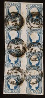 PORTUGAL. 12º. Type I. Blue Shade. BLOCK OF EIGHT. Complete Margins All Around, Cancelled "119" (Gonveia). V. Fine And E - Other & Unclassified