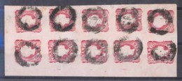 PORTUGAL. 13*. Die V. Rose Carmine, Enriched Worn Print. BLOCK OF TEN, Large Margins, Upper Left Side Of SHEET, Showing  - Altri & Non Classificati