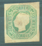PORTUGAL. 17**. Yellow Green. V. Good Margins On Medium Thick Paper. Gum Remains On Front, Otherwise Fine And Rare Mint  - Other & Unclassified