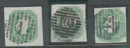 PORTUGAL. 17º. Yellow Green Choice Stamps. V. Nice Condition. Cancelled "1", "42", And "103" Grills. - Other & Unclassified