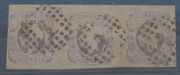 PORTUGAL. 18º. Lilac. Horizontal STRIP OF THREE. 3 Good/large Margins. (paper Darkened), Cancelled "1" Dots. V. Fine Sha - Other & Unclassified