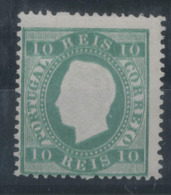 PORTUGAL. 49**. 10rs Blue Green. Ordinary Paper, Perf. 13½. Full Orig. Gum. Af.99 159,000 Esc. Light Squeezed Impression - Other & Unclassified