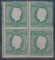 PORTUGAL. 49***/**. D. Luis I Fita Direita. 10rs Blue Green Liso Paper, Perf. 12½ (3 Stamps Are Unmounted) With Full Ori - Altri & Non Classificati