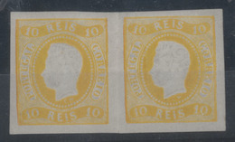 PORTUGAL. 20**. 10rs Yellow. Horiz. Mint Pair, Full Orig. Gum Large Margins All Around. Fine And Fresh. Af. 151,500 Esc. - Other & Unclassified