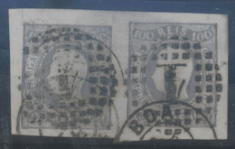 PORTUGAL. 25º. 100rs Lilac Die Ia. Horiz. Used Pair, Huge/mammouth Margins All Around (upper One And Left Are Border Cor - Other & Unclassified