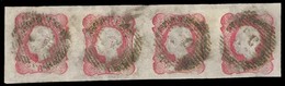 PORTUGAL. 16º. Die III. Rose Shade Horiz. STRIP OF FOUR, Huge Margins, Finely Used. - Altri & Non Classificati