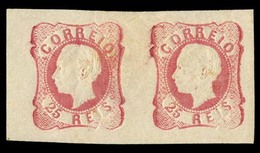 PORTUGAL. 16**. Die V. Rose Shade. Horiz. Mint Pair, Large Margins All Around, With Full Orig. Gum. Minor Spots. V. Scar - Altri & Non Classificati