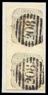 PORTUGAL. 9º. Grey Lilac Shade. Vert. Pair, 3 Large Margins, Just Touches At Upper Right, With Irregular Print Albino In - Altri & Non Classificati