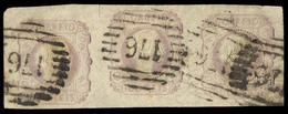 PORTUGAL. 9º. Lilac Shade, Horiz STRIP OF THREE, Large/huge Margins All Around, Uneven Composition. Pmk "176" (***) (Vil - Other & Unclassified