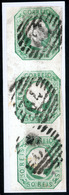 PORTUGAL. 8º. Blue Green Shade. Vert. Strip Of Three, Complete To Large Margins Lower And Center At Right Has Been Reinf - Altri & Non Classificati