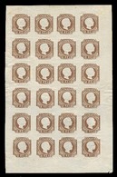 PORTUGAL. 10***/**. 1863 Reprint. The Complete Sheet Of Twenty Four Stamps (4x6) In Brown Shade, Die I, With Full Origin - Altri & Non Classificati