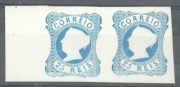 PORTUGAL. 2*. Die II. 25rs Dark Blue. 1885 Reprint. Horiz. Pair, Large Margins, With Border Sheet At Left. Extr. Fine. - Altri & Non Classificati