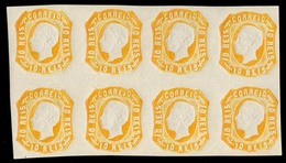 PORTUGAL. 15***/**. 10rs Orange Yellow. Horiz. BLOCK OF EIGHT, V. Good Margins All Around, With Full Original Gum, Top C - Other & Unclassified