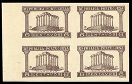 PORTUGAL. 1935. Diana Temple. Plate Proof. 6c Brown Imperf. Block Of Four. VF. - Other & Unclassified