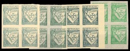 PORTUGAL. 1931-38. Lusiadas. 5c, 10c, 25c And 80c In Green Colours, Blocks Of Four Imperforated. VF. - Altri & Non Classificati