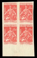 PORTUGAL. 1915. Die Proof. Para Os Pobres. 1c Red In Perf Block Of Four, Margin Border. - Other & Unclassified