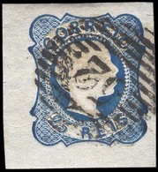 PORTUGAL. Af. 7º. Die II 1855. 25rs Blue, Large Margins, Border At Left, Cancelled Neat "52" (Porto). XF. Cat 05 45 Euro - Other & Unclassified