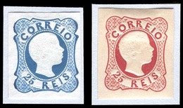 PORTUGAL. Af. 12*, 13* 1905 Reprints, Both Die VII. 25rs Blue + Red Rose. Af. 05 Cat 210 Euros. XF. - Other & Unclassified