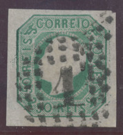 PORTUGAL. 17. 1864 50rs Blue Green "1" Dots. Very Good Margins . Part Recentry At Right Side. Very Fine. - Sonstige & Ohne Zuordnung