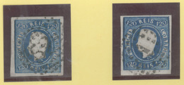 PORTUGAL. °26(2). 120rs Dark Blue. 2 Stamps "1" And "52" Cancels. Both Large Margins. VF. - Other & Unclassified