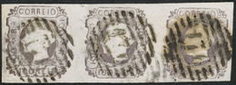 PORTUGAL. 18º 100rs. Lilas-chocolate On Medium Paper. Horiz STRIP OF THREE. V. Food Margins All Around. "176" (Vila Real - Other & Unclassified