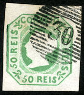 PORTUGAL. 3º. 50rs. Yellow-green. Large Margins All Around, Neatly Cancelled "30" (Montemor-o-novo) Scarce Town. VF. A B - Altri & Non Classificati
