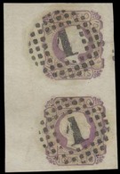 PORTUGAL. Af 9º (x2). 1855. D. Pedro Straight Hair. 100rs Intense Lilac, Vertical Pair, Huge Margins, BORDER SHEET At Le - Altri & Non Classificati