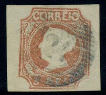 PORTUGAL. 1853. Af 1º 5rs Chestnut Thick Paper,CUNHO CANSADO. The Granite Distintive Print. Large Margins, Cancelled 21  - Other & Unclassified