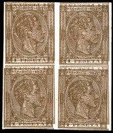 PUERTO RICO. PRUEBA. Bloque De 4 1 Pta Castaño-bronce 1878. Impresión Doble E Invertidas. S/d. Mint No Gum. Precioso. Pi - Porto Rico