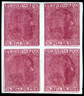 PUERTO RICO. PRUEBA. Bloque De 4 ½m.rosa Oscuro. Impresión Dobles E Invertidas S/d. Mint No Gum. Precioso. E 55x4-P. - Porto Rico