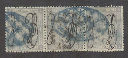 PUERTO RICO. 1876. Ed 3º (x3). 25c Gris Azul, Tira Horizontal De Tres Matasellos Parrilla Azul. Precioso Pieza De Exposi - Puerto Rico