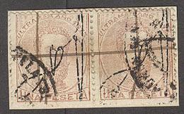 PUERTO RICO. 1873. Ed 3º. 1 Pta Amadeo Sobrecargado. Pareja Horizontal Con Matasellos Escudo Y Puma En Cruz. Preciosa Y  - Puerto Rico