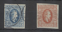 ROMANIA. 1865. Yv 12º, 13*. 5p Blue Used (RR) Minimal Thin On Reverse, 20p Part Original Gum. Opportunity Yv 2009 300 Eu - Altri & Non Classificati