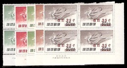 RYUKYU ISLANDS. 1959. Airs. Ovptd Playing Flute. Sc C 14/19. Complete Mint Set Of 4 With IMPRINTS, Corner Of Sheet. Cat  - Ryukyu Islands