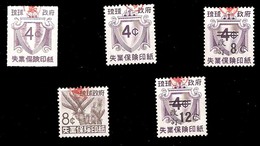 RYUKYU ISLANDS. 1961. Unemployment Insurance. 5 Diff Used, Rouletted, Perf, Ovptd, Etc. - Riukiu-eilanden