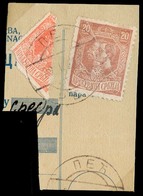 SERBIA. 1918. Yv 136, 139. Small Frgment, Tied 10p Red Bisected + 20p (25p Rate) On Postal Reg Seception. Scarce. Pec Cd - Serbia