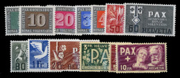 SWITZERLAND. 1945. ‘Pax’ Set Of 13 Values, Fresh, Lightly Hinged Set. Scarce. Scott 293-305. - Sonstige & Ohne Zuordnung