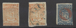 VENEZUELA. 1859-60. Yv 1(*), 1º, 2º. 1st Issue, Three Stamps Mixed Cond. Opportunity. - Venezuela