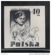 POLAND 1956 LUDWIKA WAWRZYNSKA BLACK PRINT NHM Famous Women TEACHER WHO DIED IN FIRE SAVING 4 CHILDREN Flowers - Essais & Réimpressions