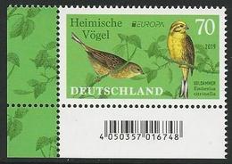 ALEMANIA /GERMANY / DEUTSCHLAND -EUROPA 2019 -NATIONAL BIRDS.-"AVES -BIRDS -VÖGEL -OISEAUX"- SERIE De 1 V - CB - 2019