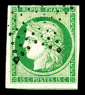 O N°2, 15c Vert Obl étoile. TB (certificat)  Qualité: O  Cote: 1050 Euros - 1849-1850 Ceres