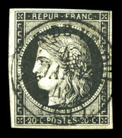 O N°3, 20c Noir Obl Càd Type 15 De VESOUL Le 4 Janv 1849. SUP (signé Margues/certificat)  Qualité: O - 1849-1850 Cérès