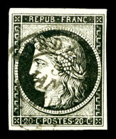 O N°3, 20c Noir Obl Càd Type 15 Du 5 Janvier 1849 (Bordeaux). TB (signé Brun/certificat)  Qualité: O  Cote: 500 Euros - 1849-1850 Cérès