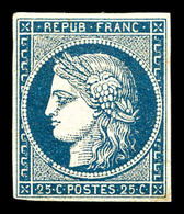 * N°4a, 25c Bleu Foncé, Grande Fraîcheur. SUP. R.R. (signé Calves/Brun/certificat)  Qualité: *  Cote: 9000 Euros - 1849-1850 Ceres