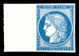 ** N°4d, 25c Bleu Impression De 1862 Bord De Feuille Latéral, Fraîcheur Postale, SUPERBE (certificat)   Qualité: ** - 1849-1850 Cérès